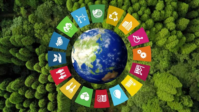 Sustainable-Development-Goals-icons-floating-around-globe