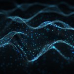 Futuristic blue neural network. Abstract science fiction concept. 3D rendering with DOF