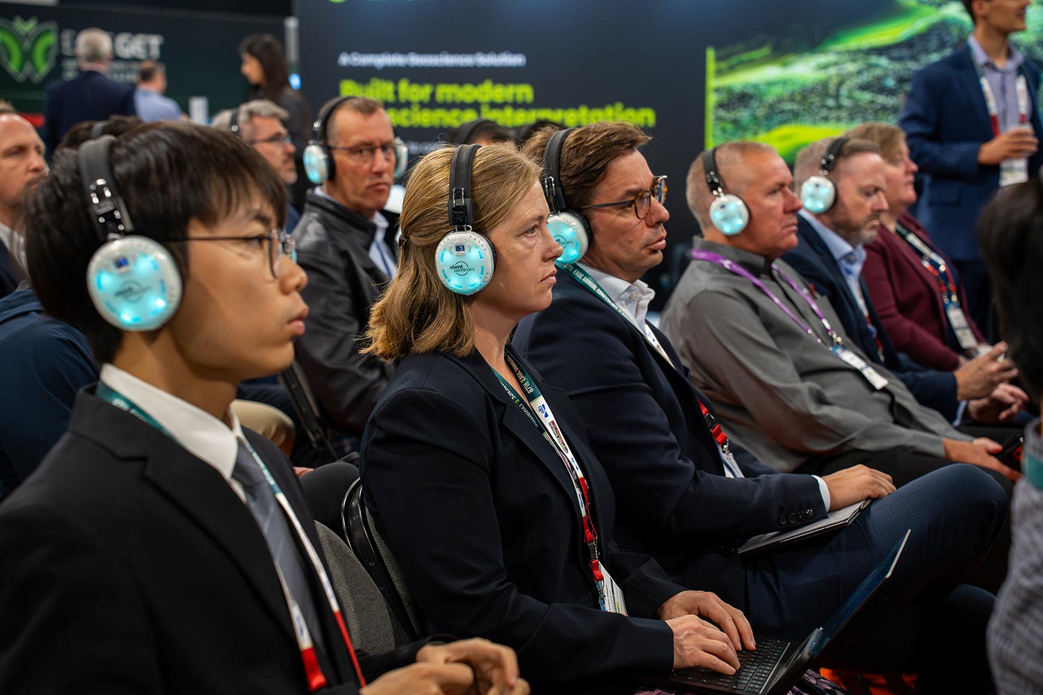 DT area listeners with silent event headphones